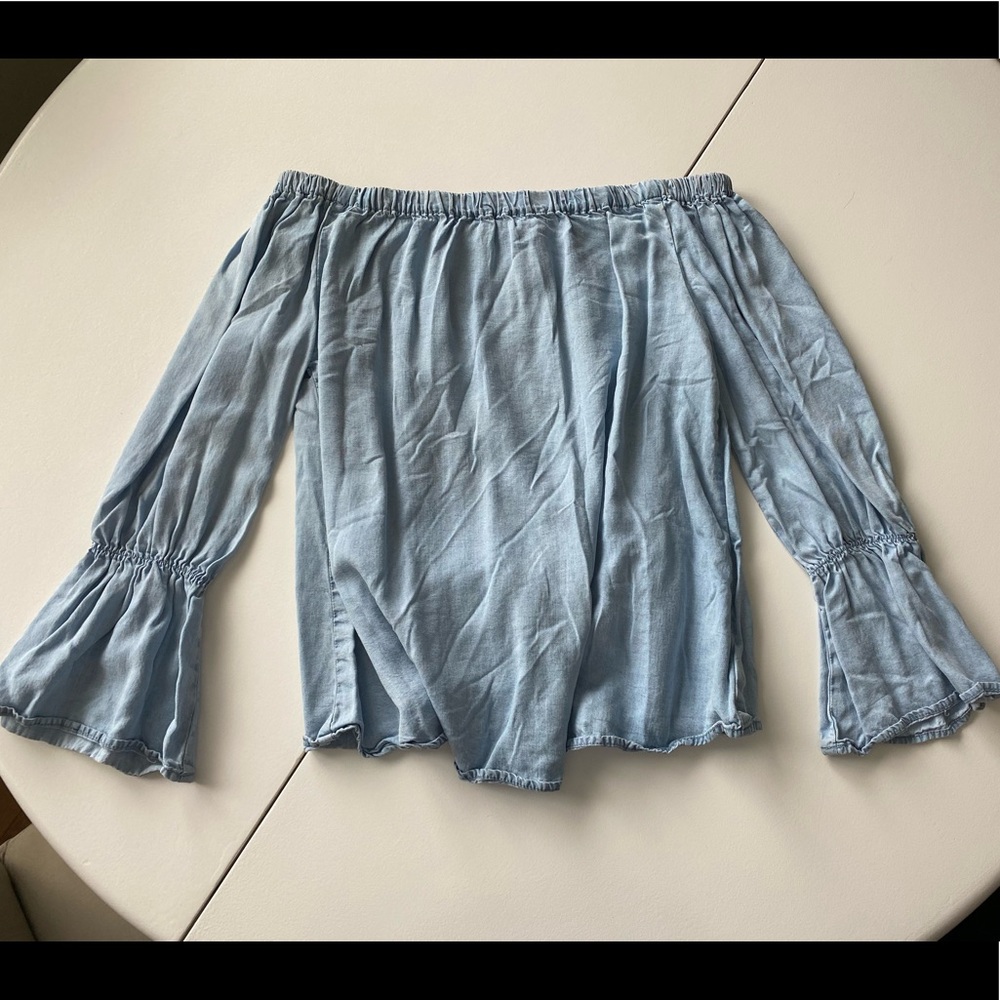 Sanctuary Denim Off The Shoulder Blouse- Size XS
